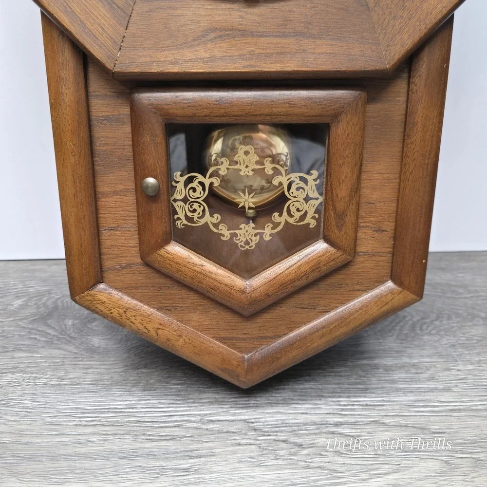 Hamilton Vintage 31-Day Drop Dial Striking Wall Clock Walnut Color W/Key And Tag